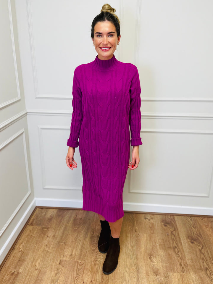 "ELY" Cable Knit Midi Dress