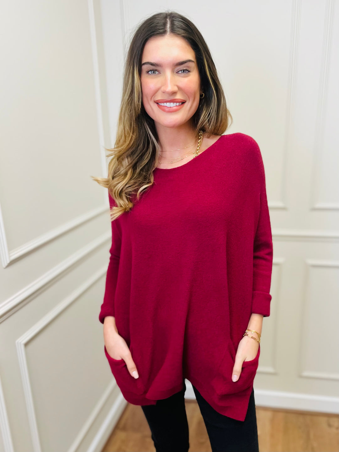 "STELLA" LUXURY Fine Knit Jumper-Burgundy