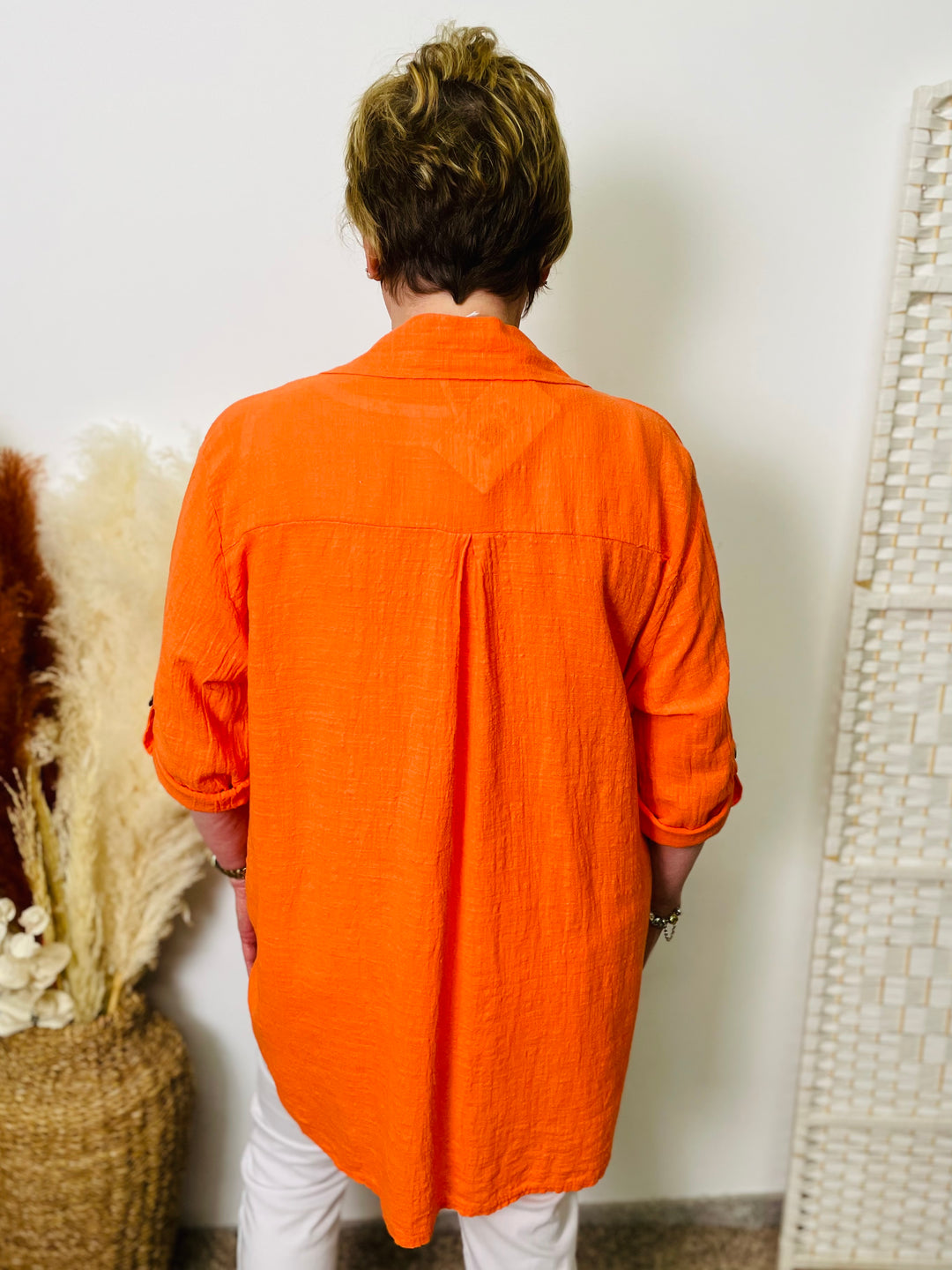 “REBECCA” Cotton Shirt-Orange