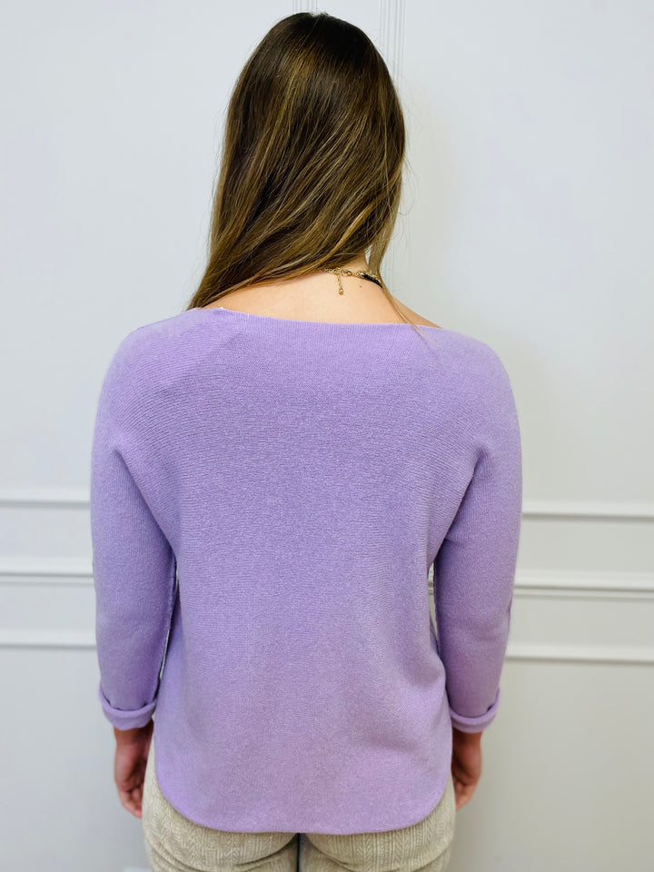 "MAGNOLIA" Fine Knit Jumper-Lilac