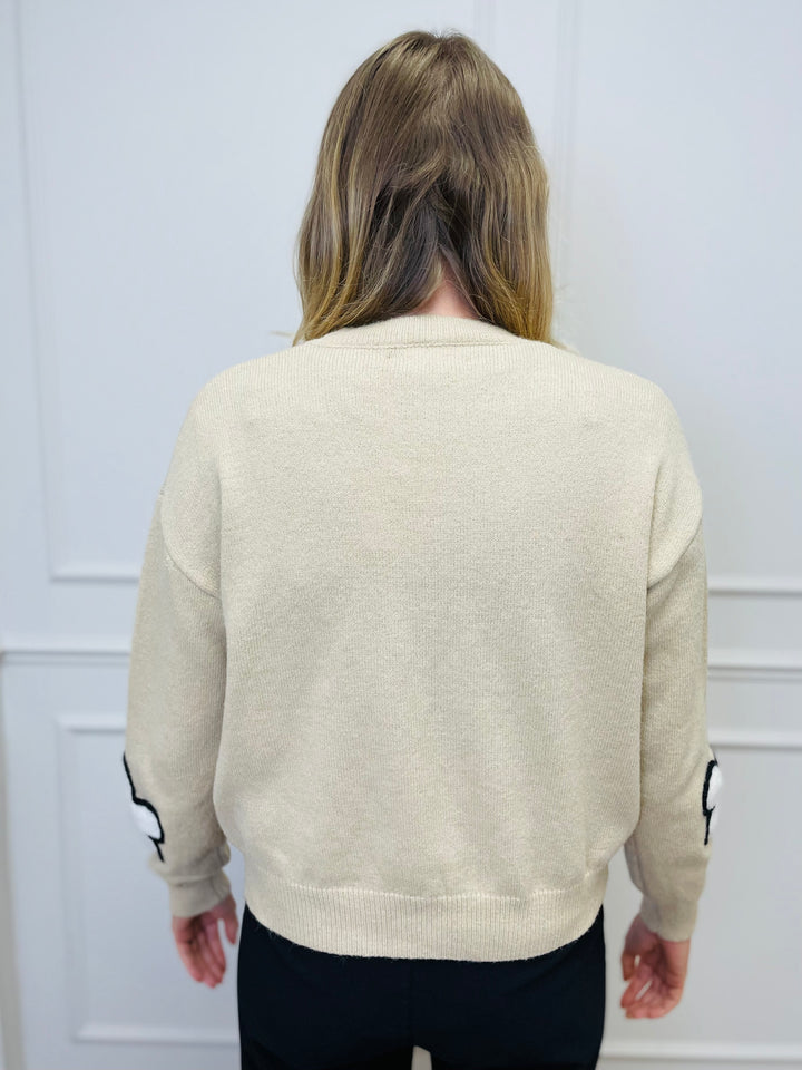 "FLORA" Embroidered Floral Jumper-Beige