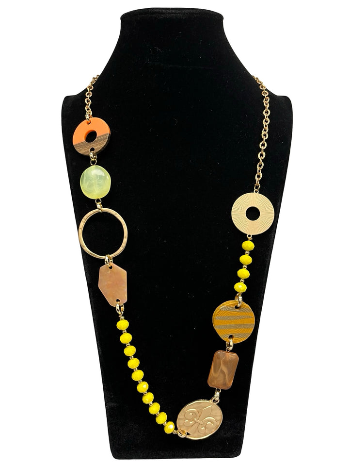 Yellow & Rose Gold Long Statement Necklace