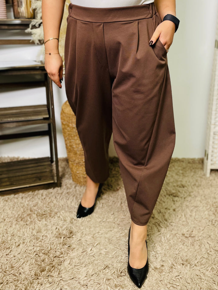 "LISA" Scuba Trousers-Brown