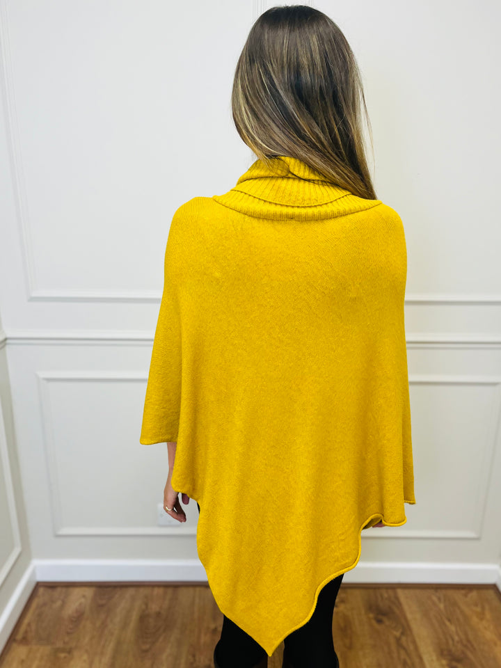 "STARR" Asymmetric Poncho-Mustard