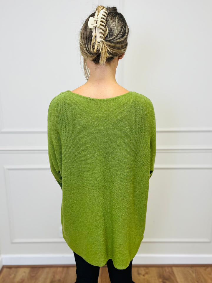 "GINNY" Basic Soft Jumper-Lime