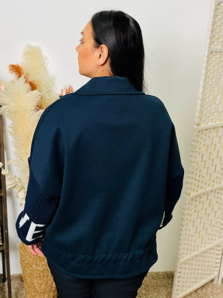 "MARLEY" Knit Jacket-Navy