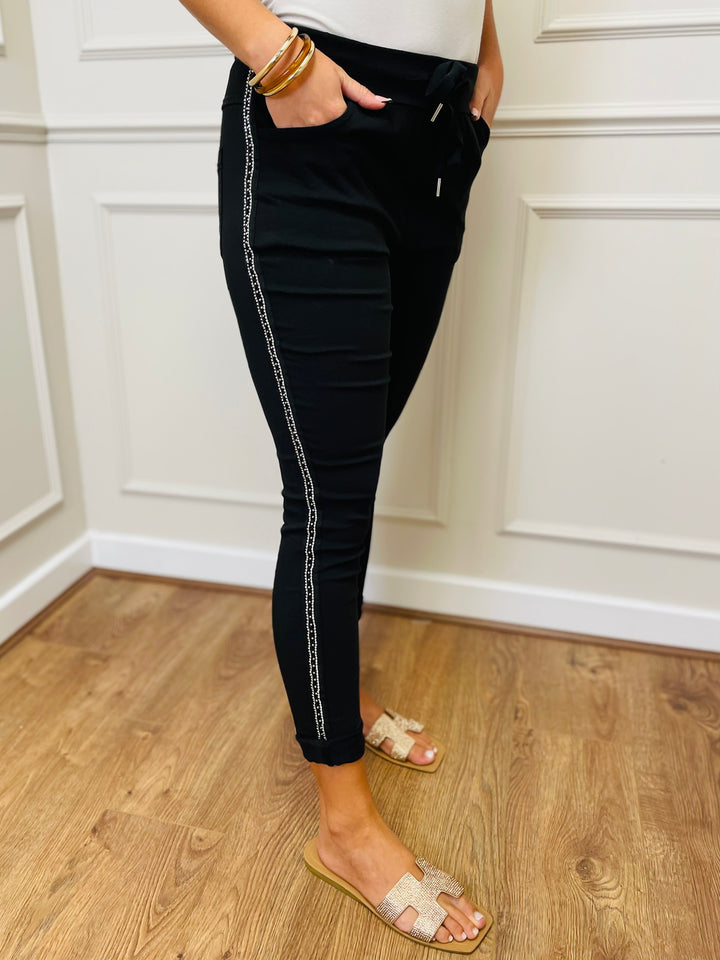 "CARMELA" Embellished MAGIC Trouser-Black