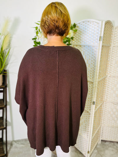 "CLAUDIA" Oversized Jumper-Chocolate Brown
