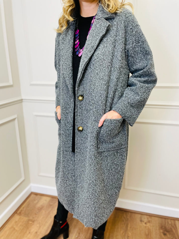 "JOSEPHINE" Longline Coat-Grey