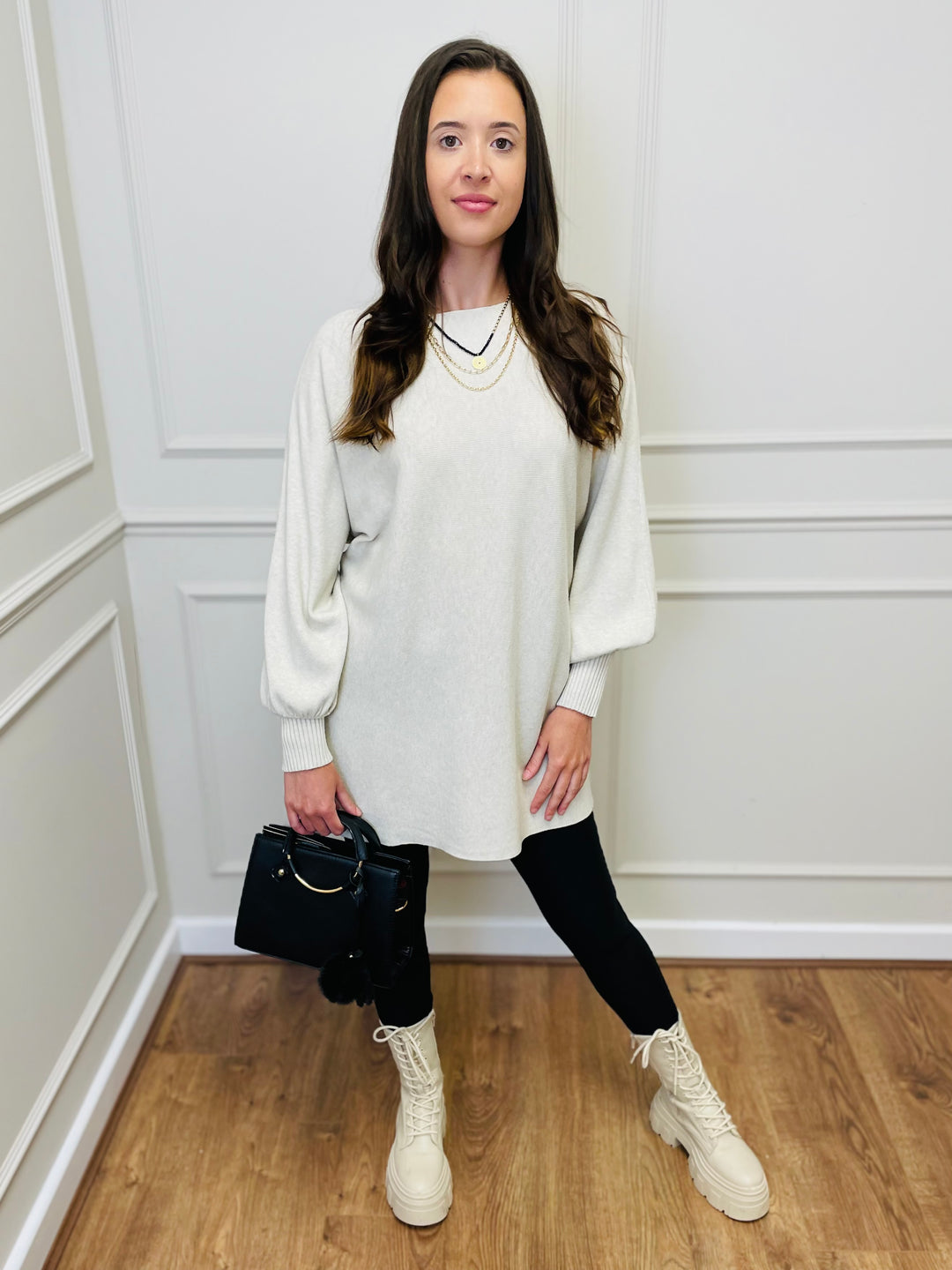 "EVELYN" Button Back Dress-Cream