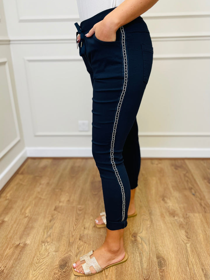 "CARMELA" Embellished MAGIC Trouser-Navy