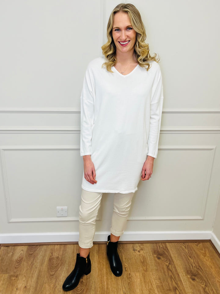 "RUTH” Embellished Tunic-Cream