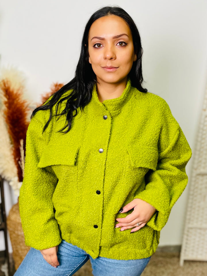 "JENNIFER" Bomber Jacket-Lime Green