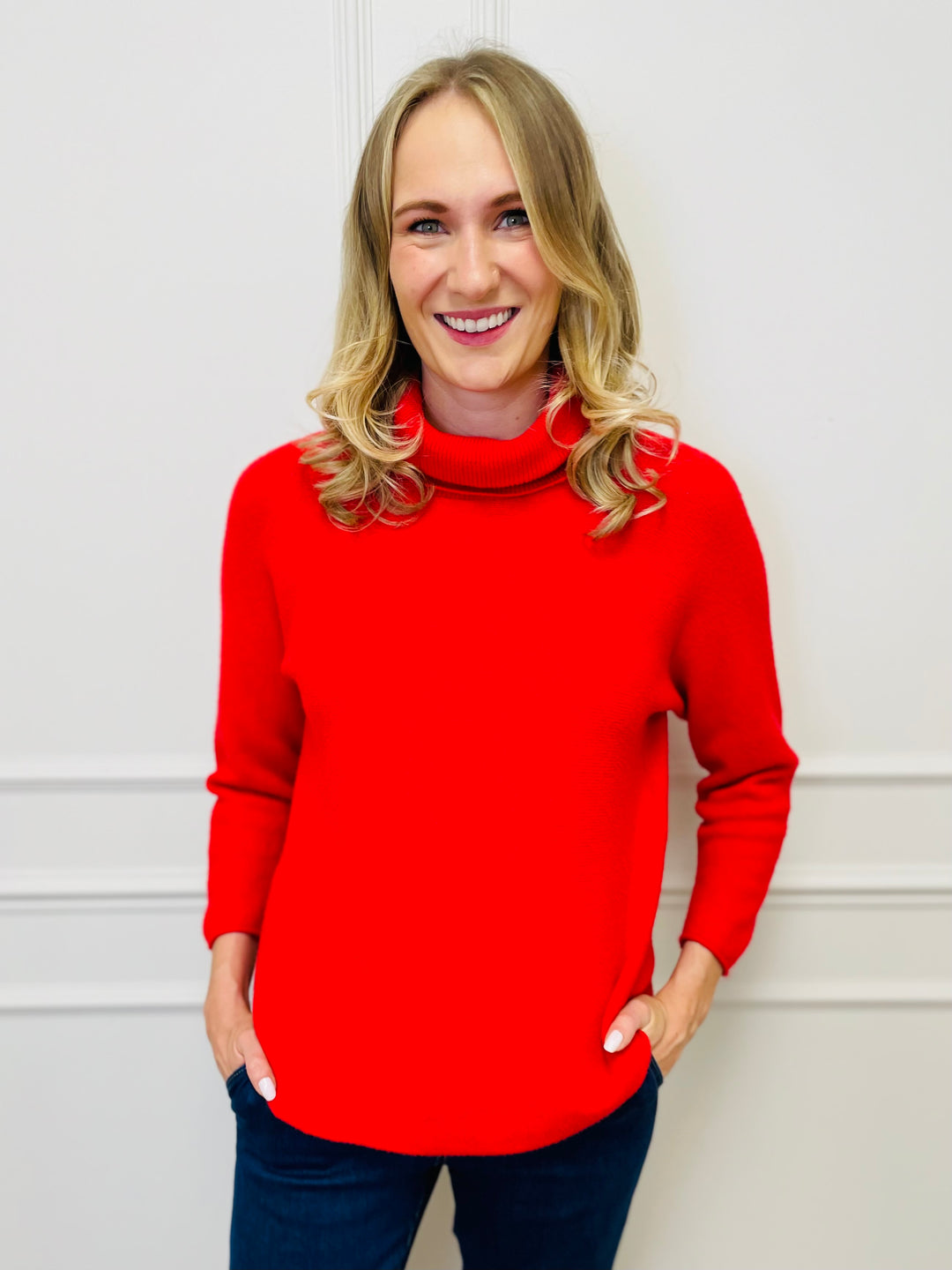 "MANDY" Roll Neck Jumper-Red