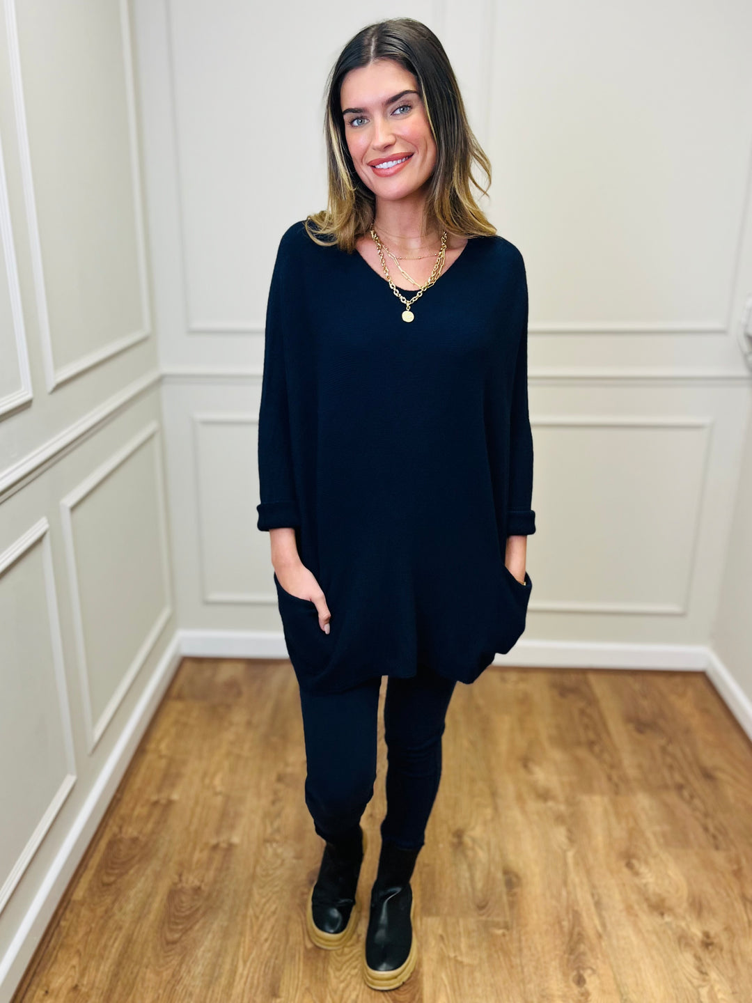 "STELLA" LUXURY Fine Knit Jumper-Navy