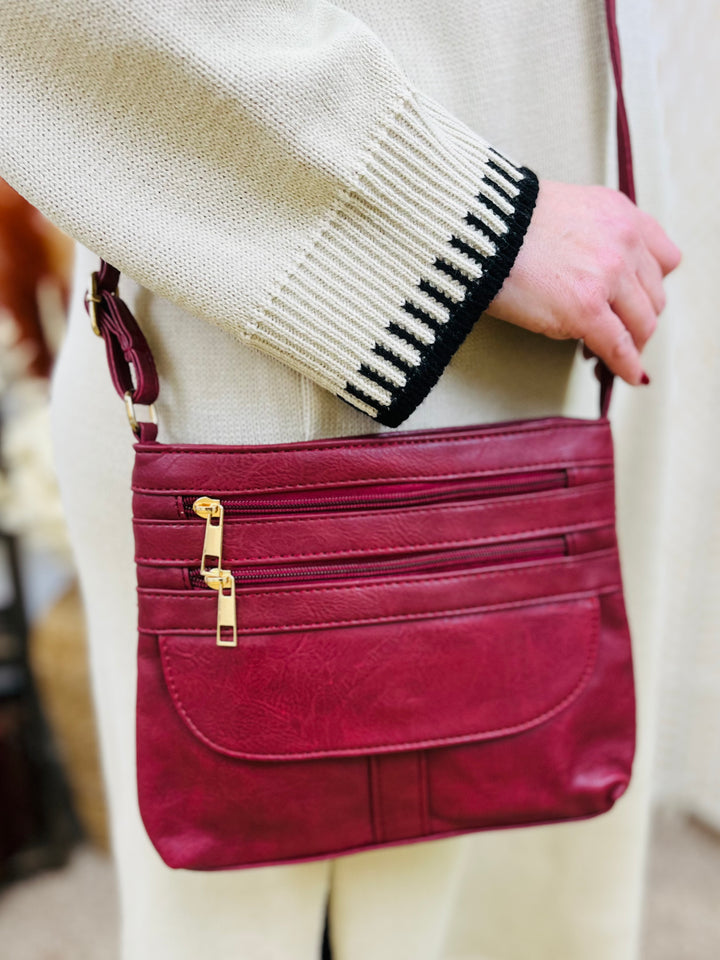 Crossbody Handbag-Burgundy