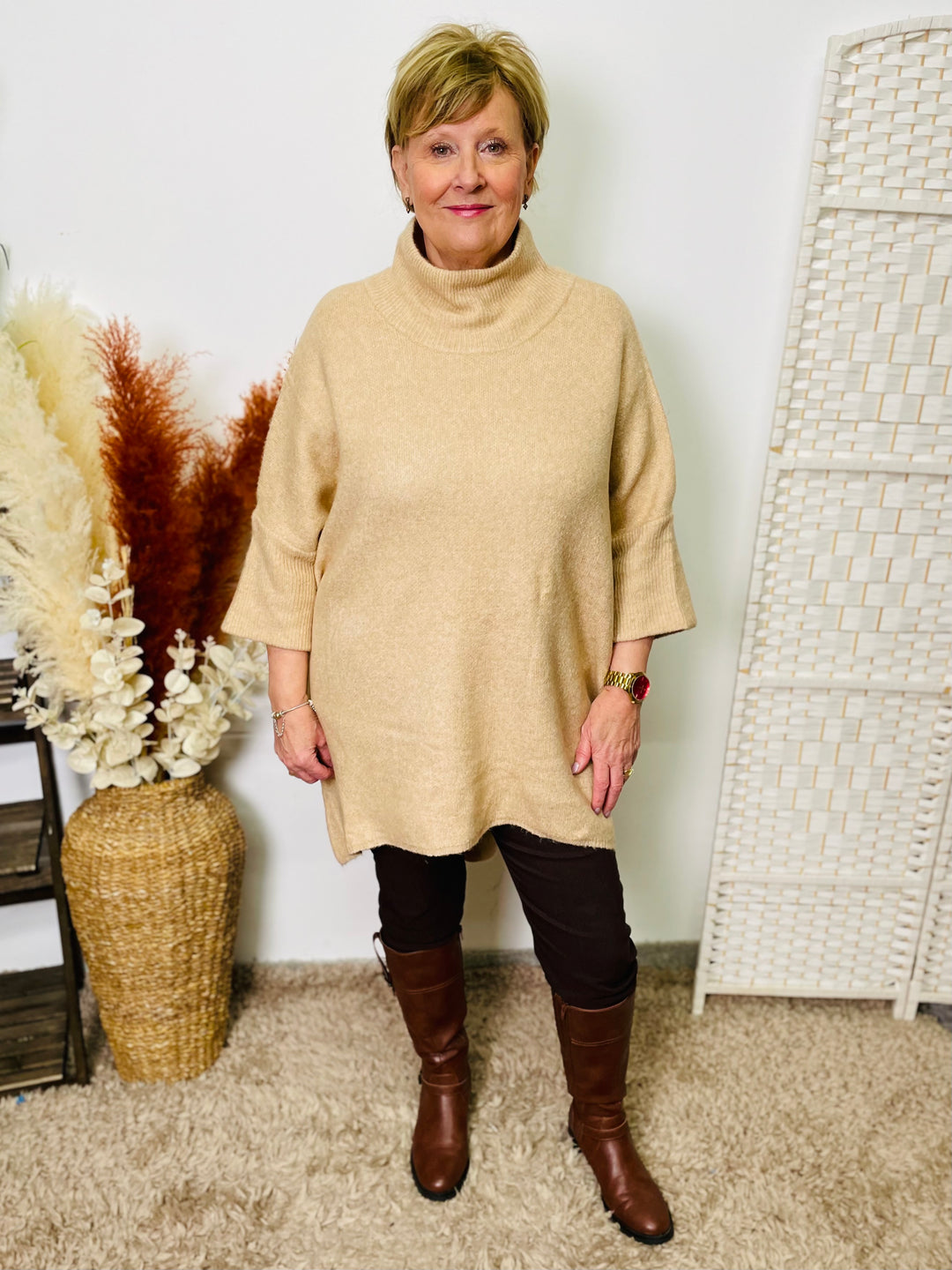 "GIGI" Oversized Jumper-Sand