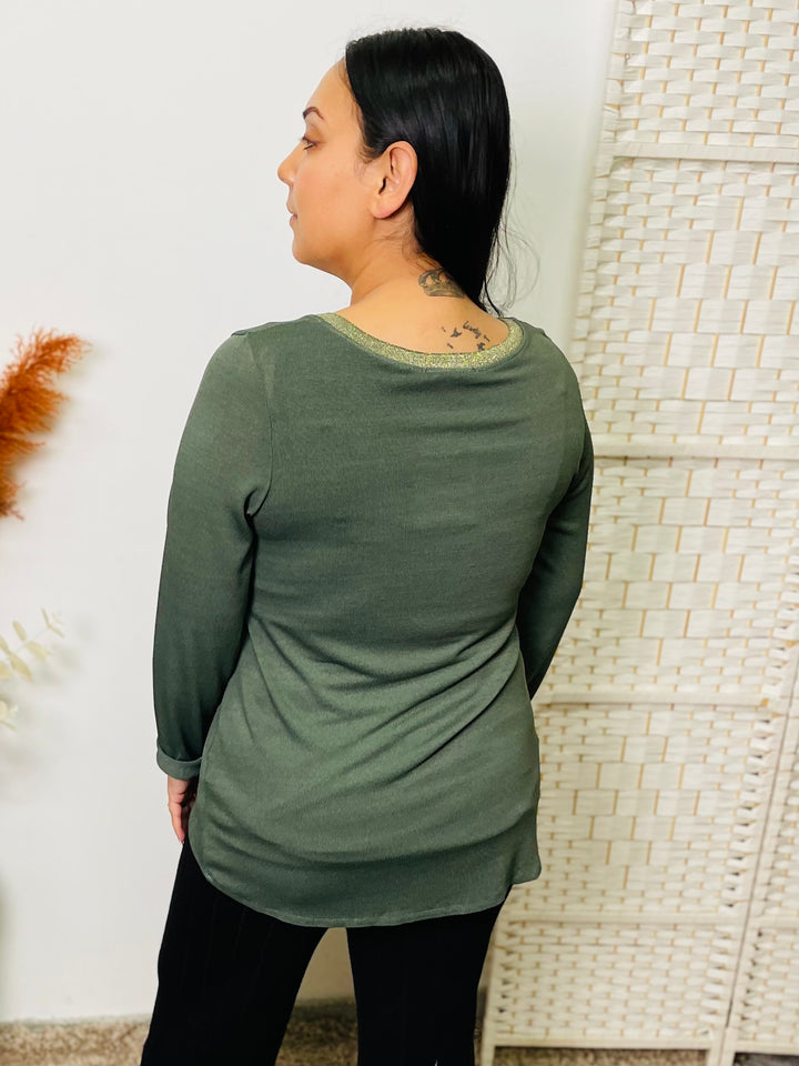 "LARA" Fine Knit Jumper-Green