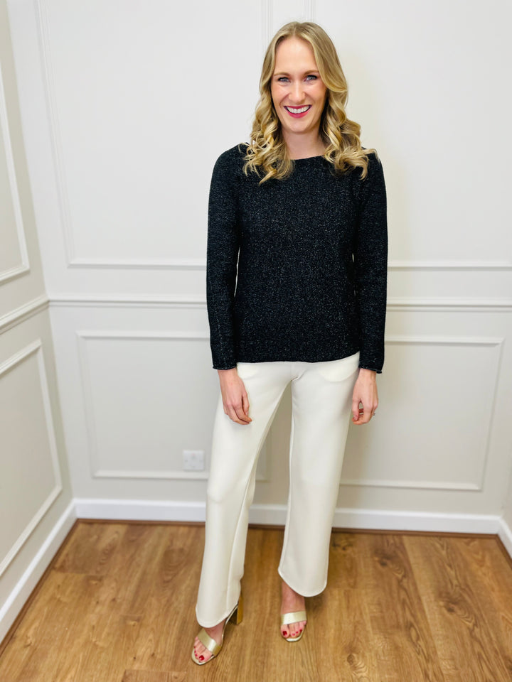 "MAGNOLIA" Sparkle Fine Knit Jumper-Black