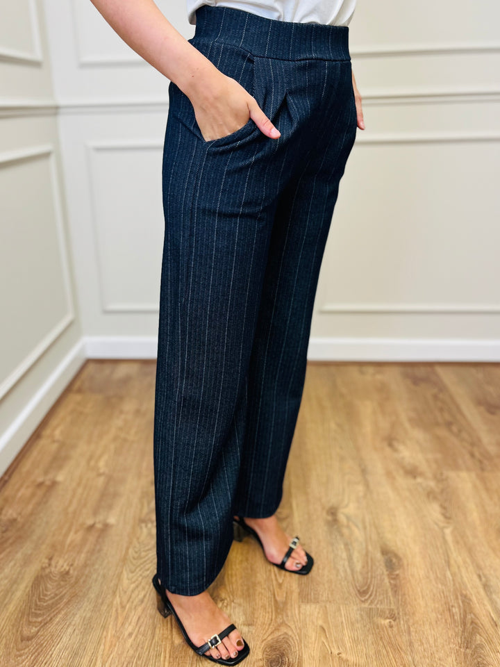"MICHELLE" Pinstripe Bootcut Trouser-Navy