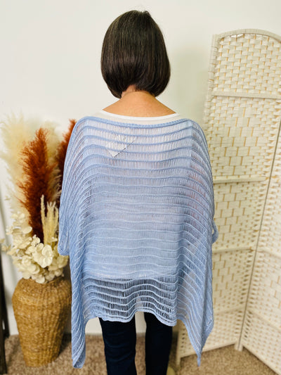 "CECILIA" Crochet Cover Up-Baby Blue