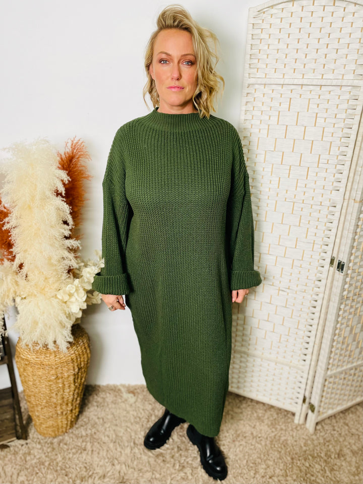 "SARAH" Maxi Jumper Dress-Green