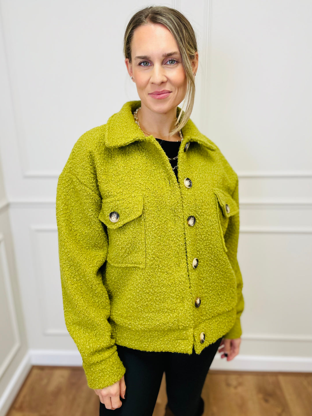 "MARIA" Boucle Jacket-Lime