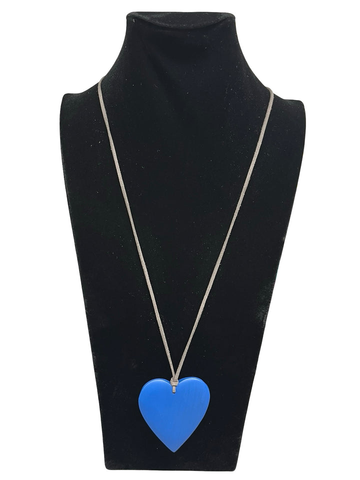 Long Heart Necklace-Blue