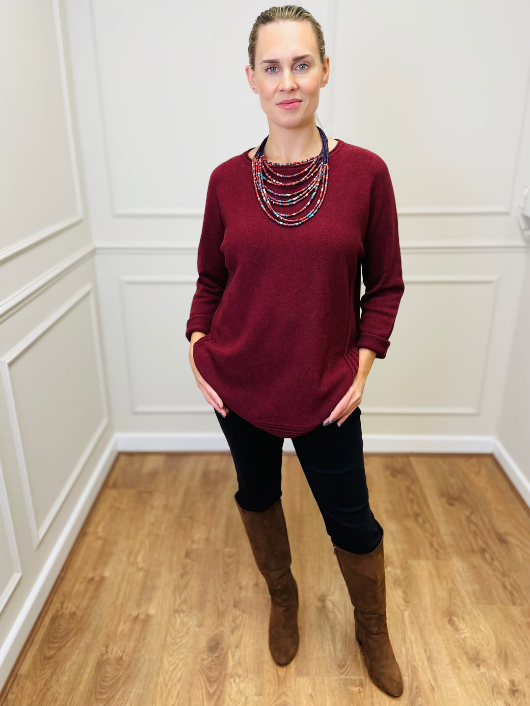 "CLEO" Soft Jumper-Burgundy