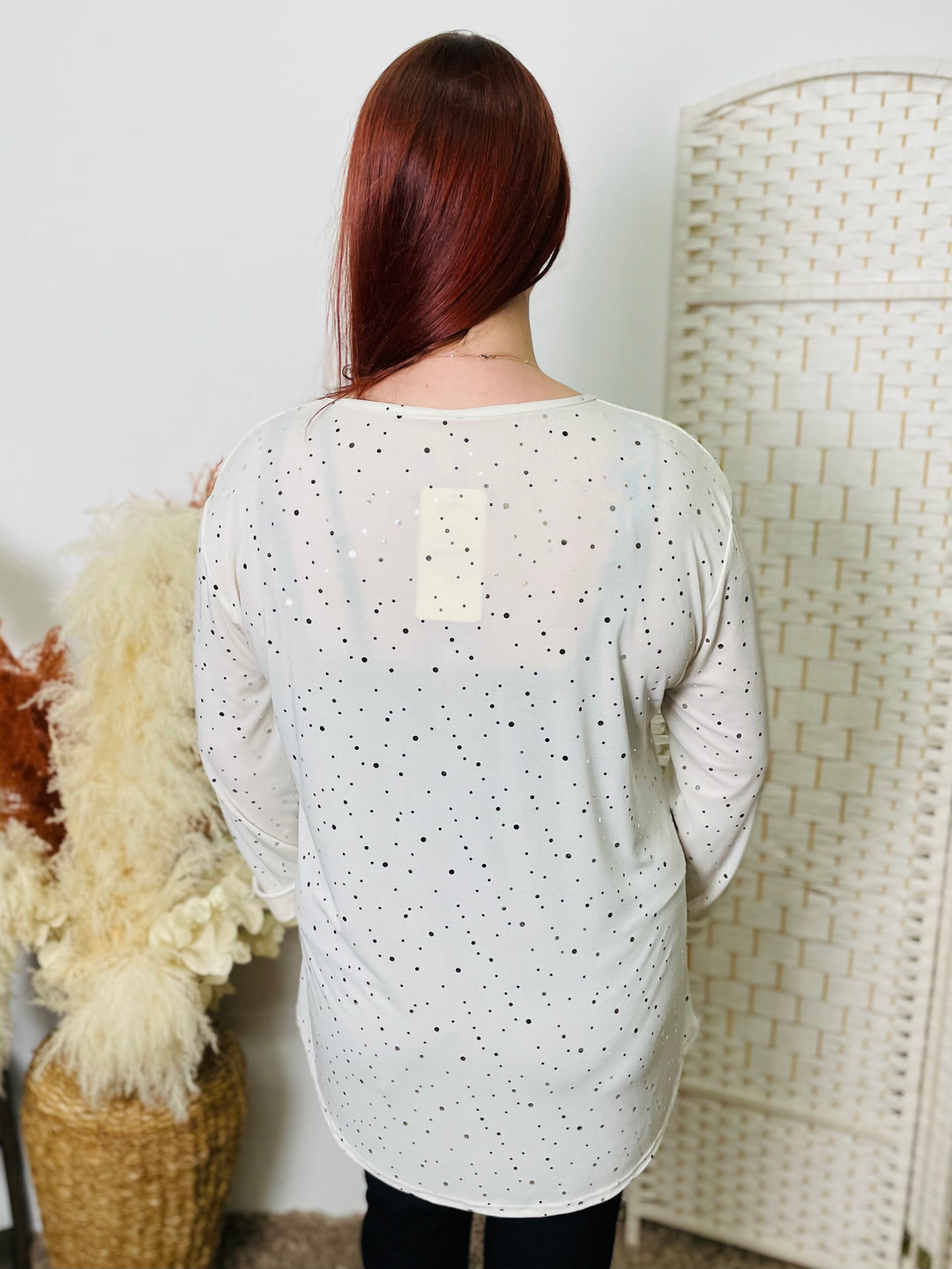 "SHAY" Splash Print Blouse-Cream & Silver