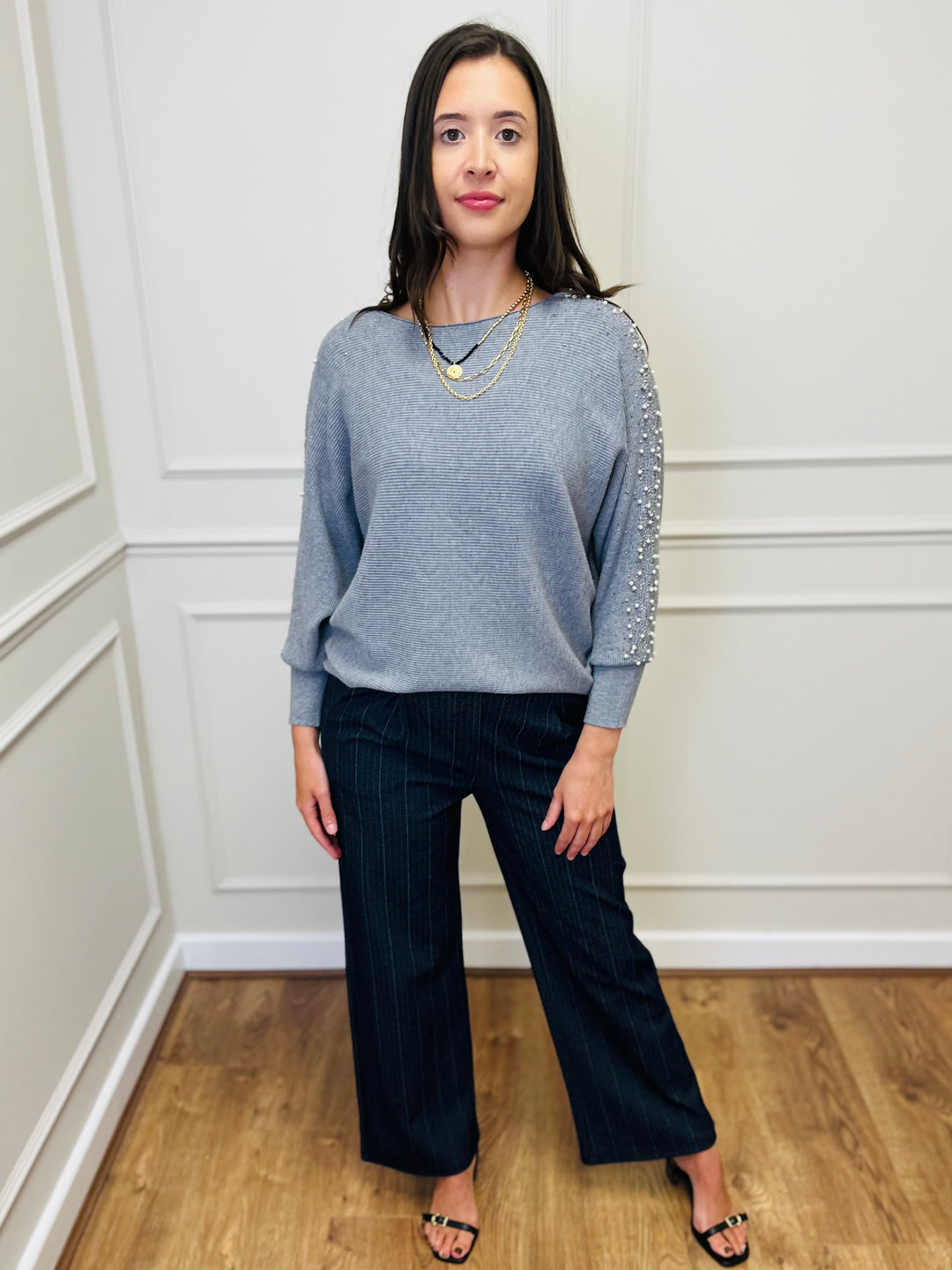 "MAYA" Pearl Jumper-Silver