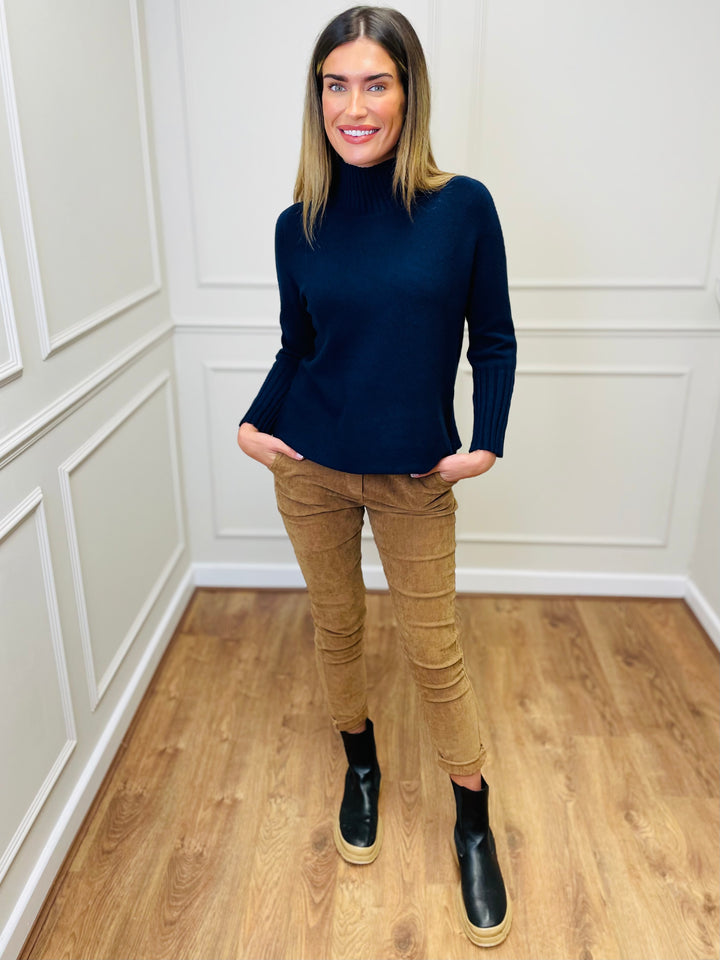 "AMANDA" Roll Neck Jumper-Navy