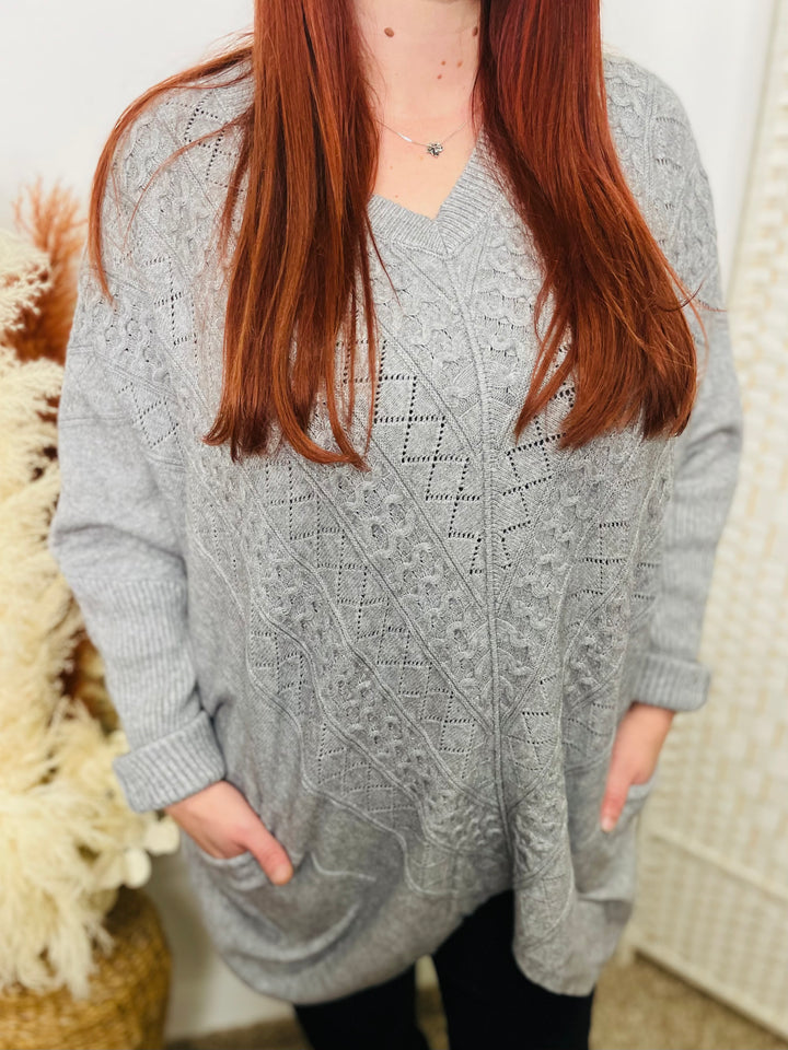 "SOFIA" Knitted Jumper-Silver