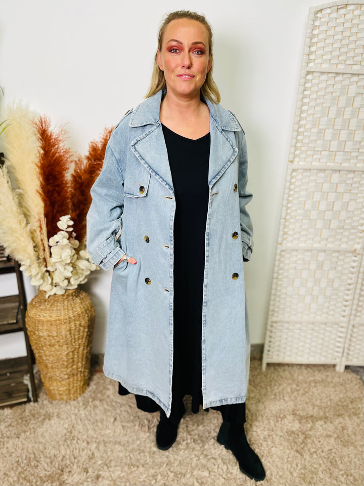 “CECE" Denim Trench Coat