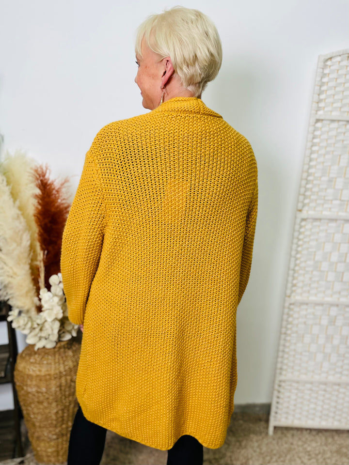 "MARISSA” Knitted Cardigan-Mustard