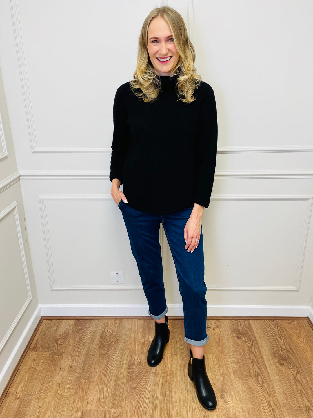 "MANDY" Roll Neck Jumper-Black