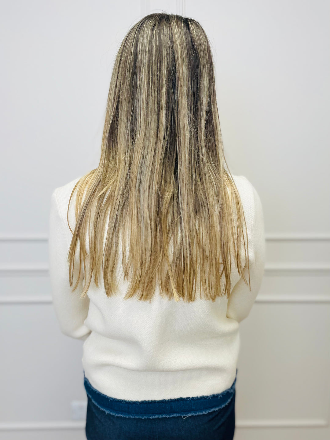 "COCO" Contrast Trim Jacket-Cream & Dark Denim