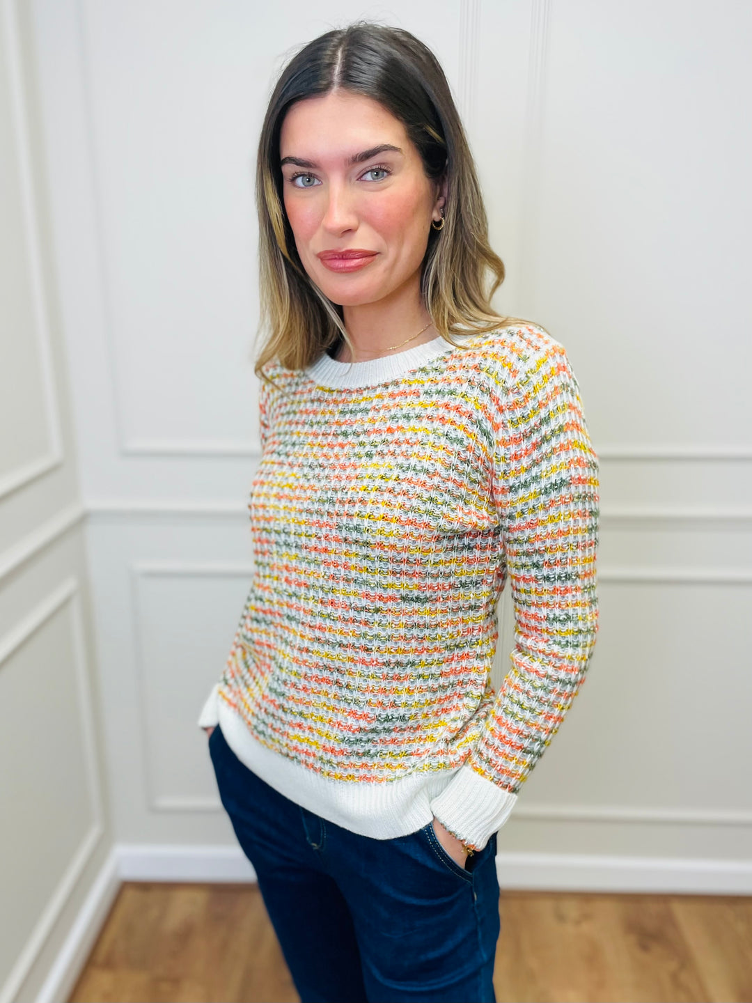 "ERIN" Textured Knit Jumper-Multicolour