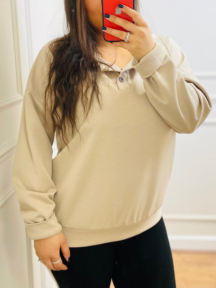 "ELODIE" Scuba Top-Cream