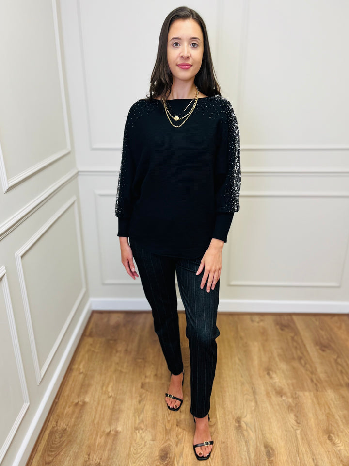 "MAYA" Pearl Jumper-Black