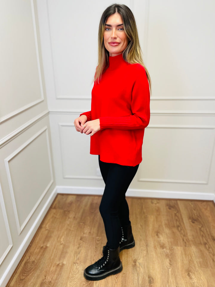"AMANDA" Roll Neck Jumper-Red
