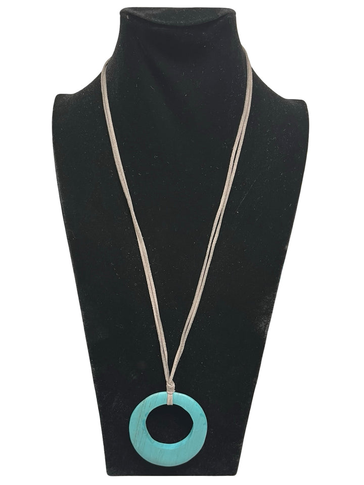 Long Circle Necklace-Teal
