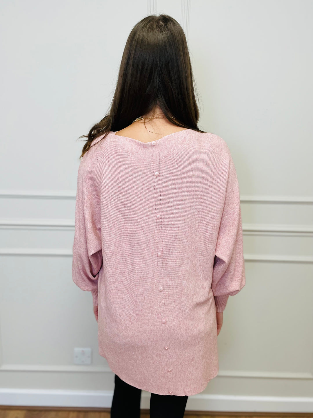 "EVELYN" Button Back Dress-Pink