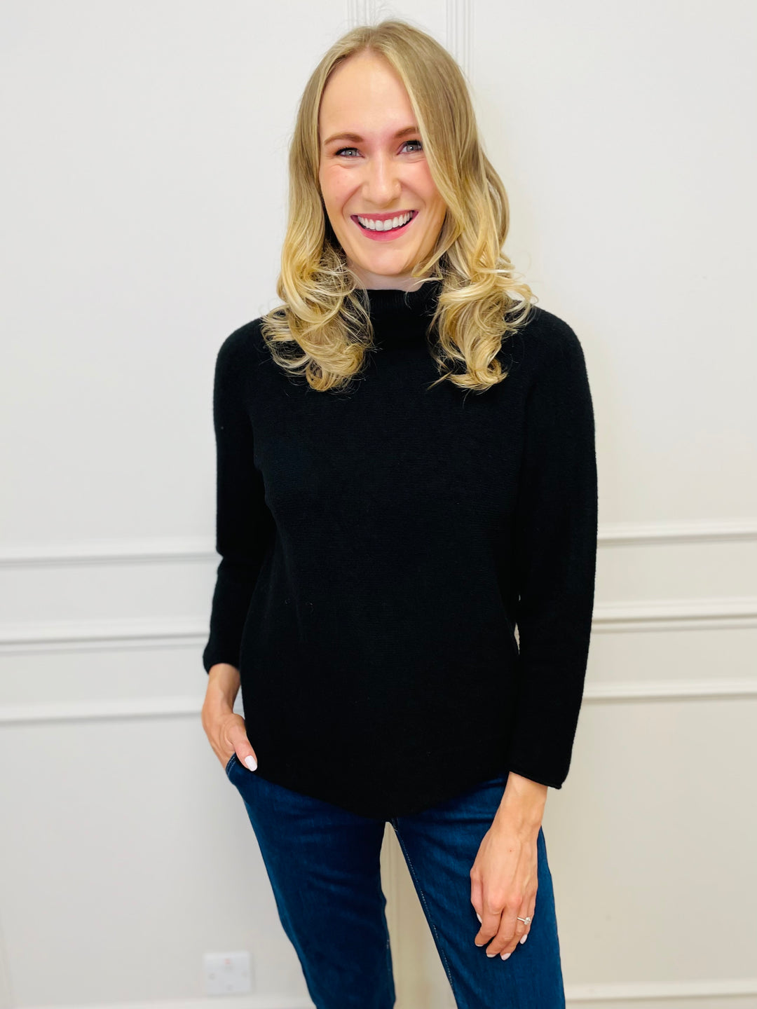 "MANDY" Roll Neck Jumper-Black