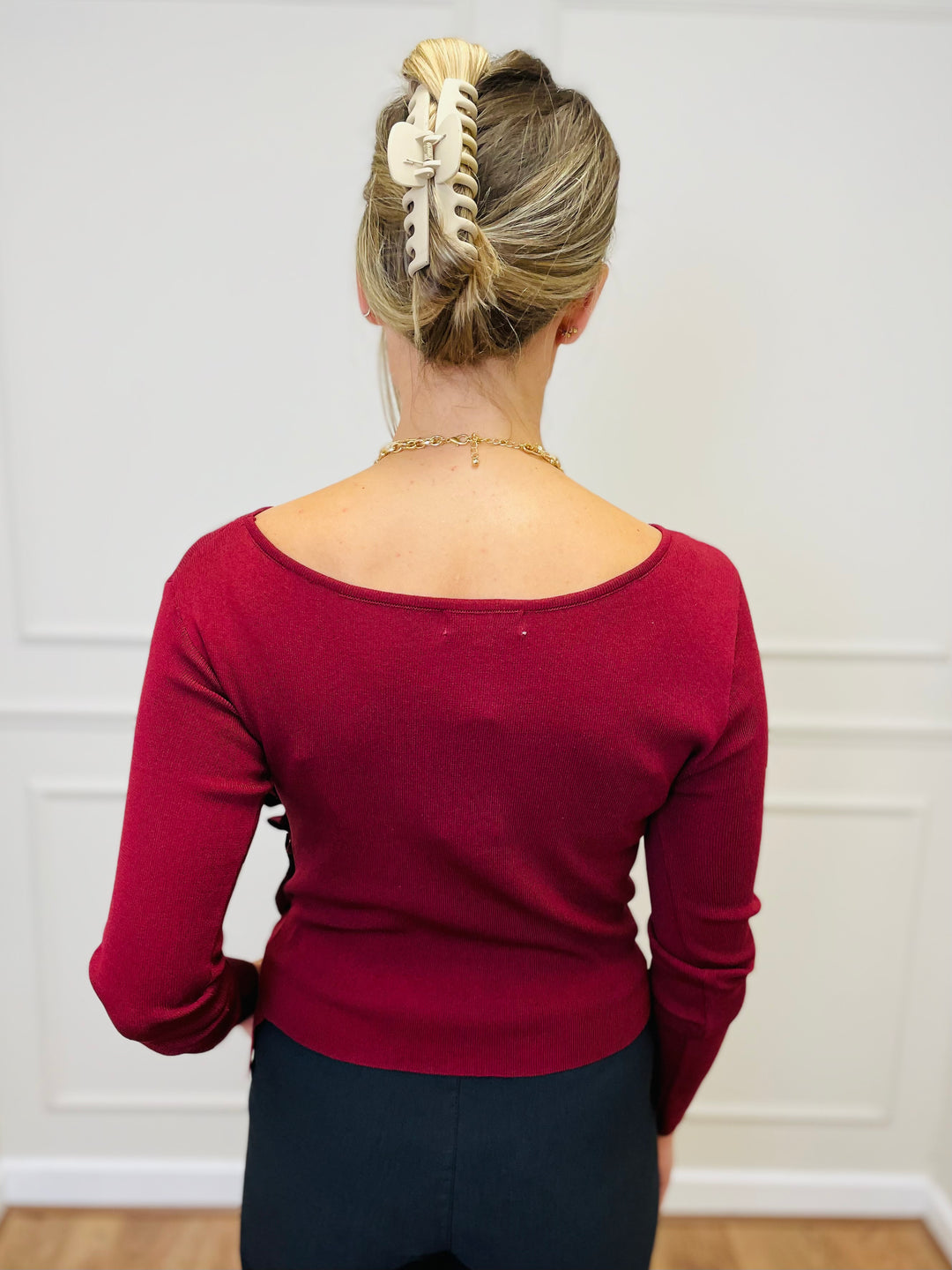 "ELOISE" Fine Knit Top-Wine