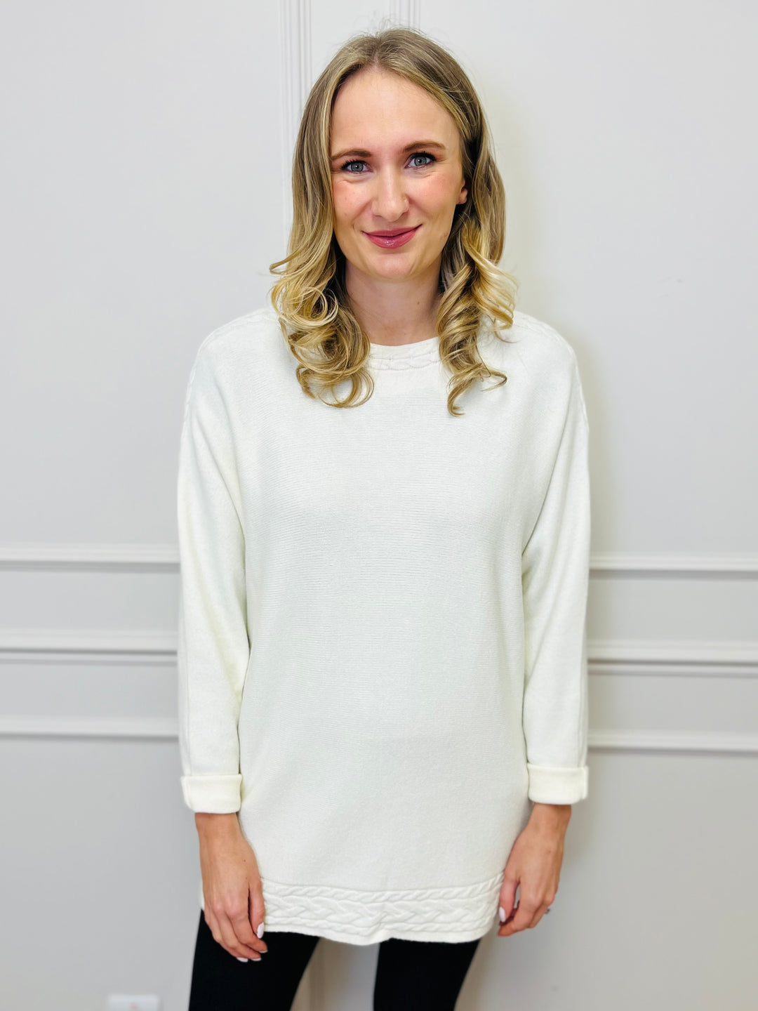 "CASEY" Cable Knit Jumper-Cream