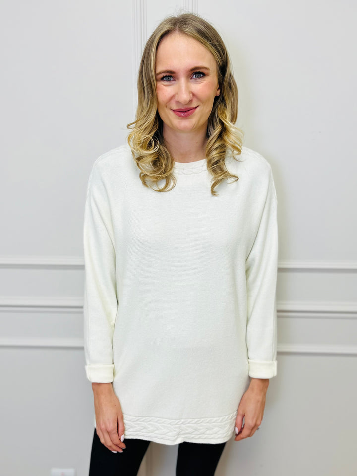 "CASEY" Cable Knit Jumper-Cream