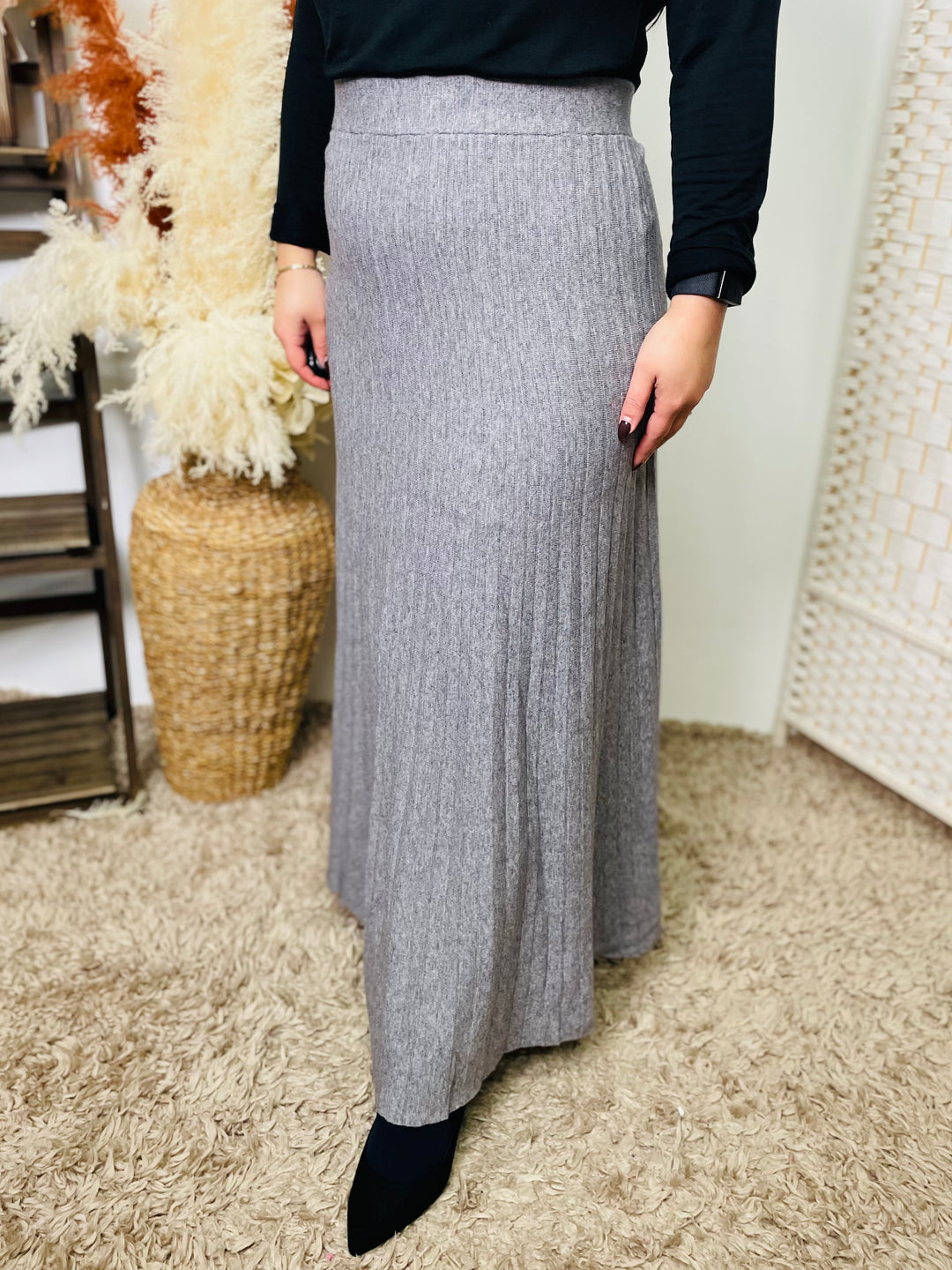 "ANNA" Maxi Skirt-Grey