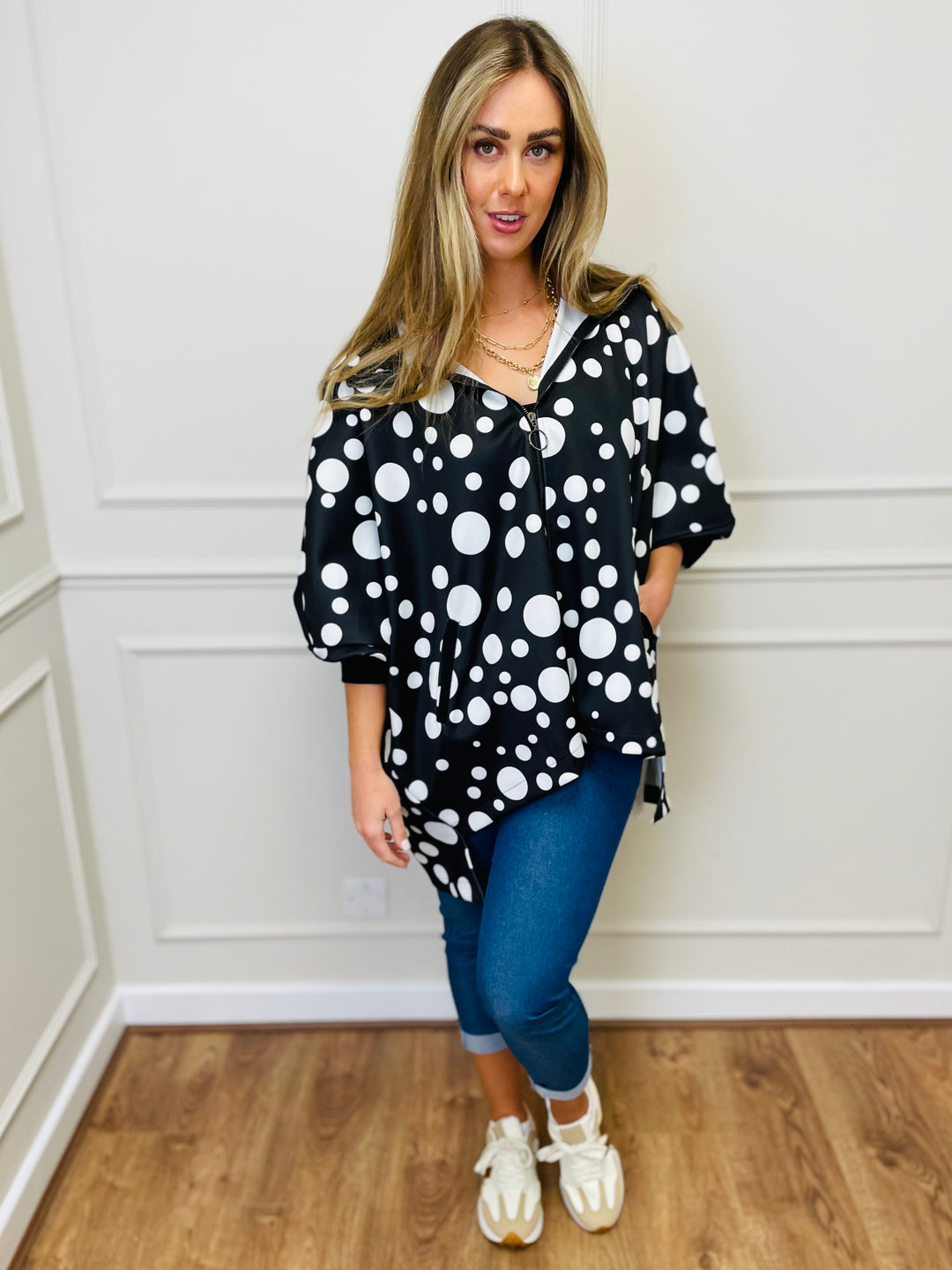 "CECE" PREMIUM COLLECTION Rain Coat-Black & White