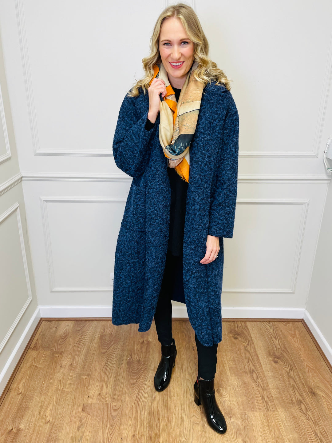 "JOSEPHINE" Longline Coat-Navy